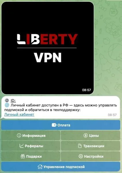 Меню LibertyVPN